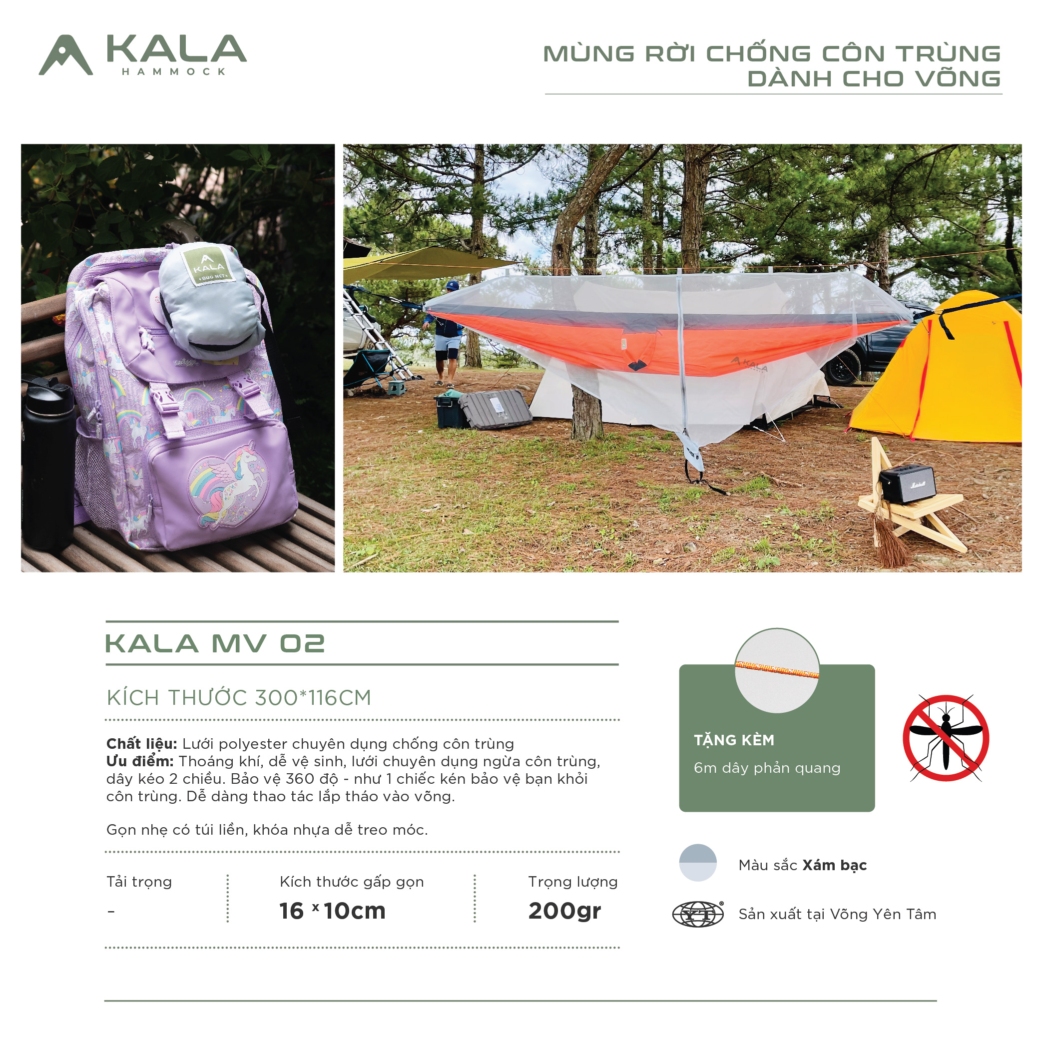 Mosquito net hammock Kala anti mosquitoes, insects