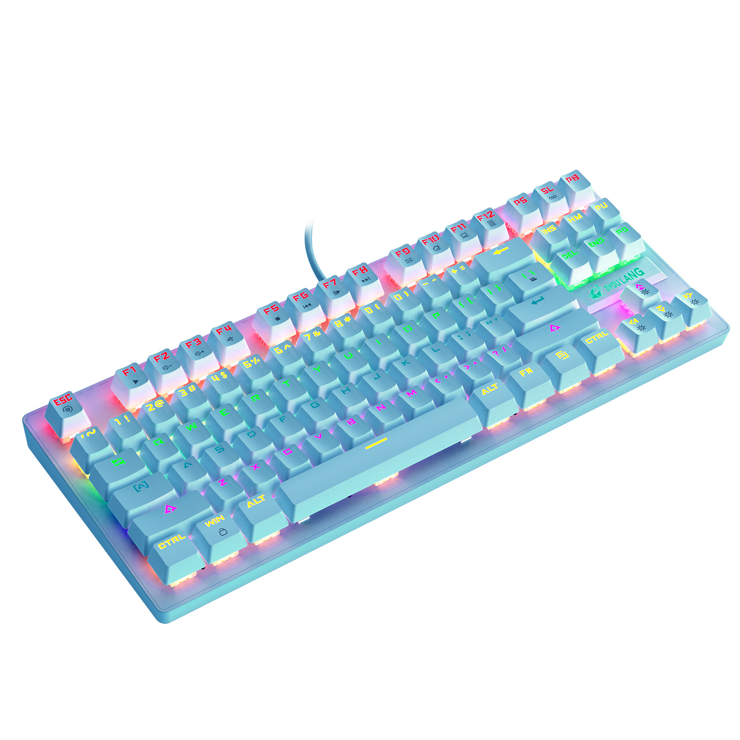 Bàn Phím Cơ LED Gaming PRO K2, Màu Sắc Siêu Đẹp, LED Rainbow 10 Chế Độ Khác Nhau Nổi Bật, Thiết Kế Phím Nhỏ Gọn, Trục Cơ Học Blue swicth Chơi Game, Dùng Văn Phòng Gõ Cực Đã, Có 4 màu Đen, Trắng, Hồng, Xanh - ZIYOU