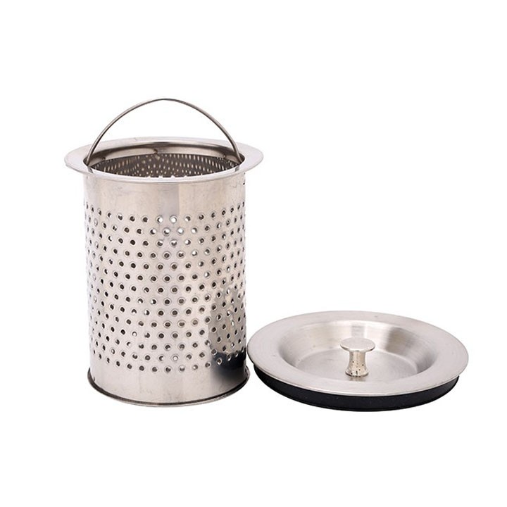 Combo 2 rổ lọc rác bồn rửa chén inox - Tặng kèm 2 nắp đậy - lọc rác inox
