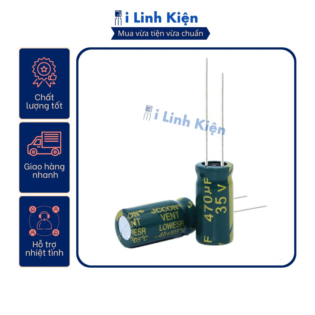 Tụ hóa 35v 470uf 10x17mm tần số cao chất lượng tốt.
