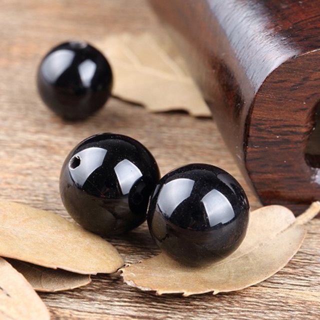Hạt tròn A.gat Đen làm handmade DIY - MH431