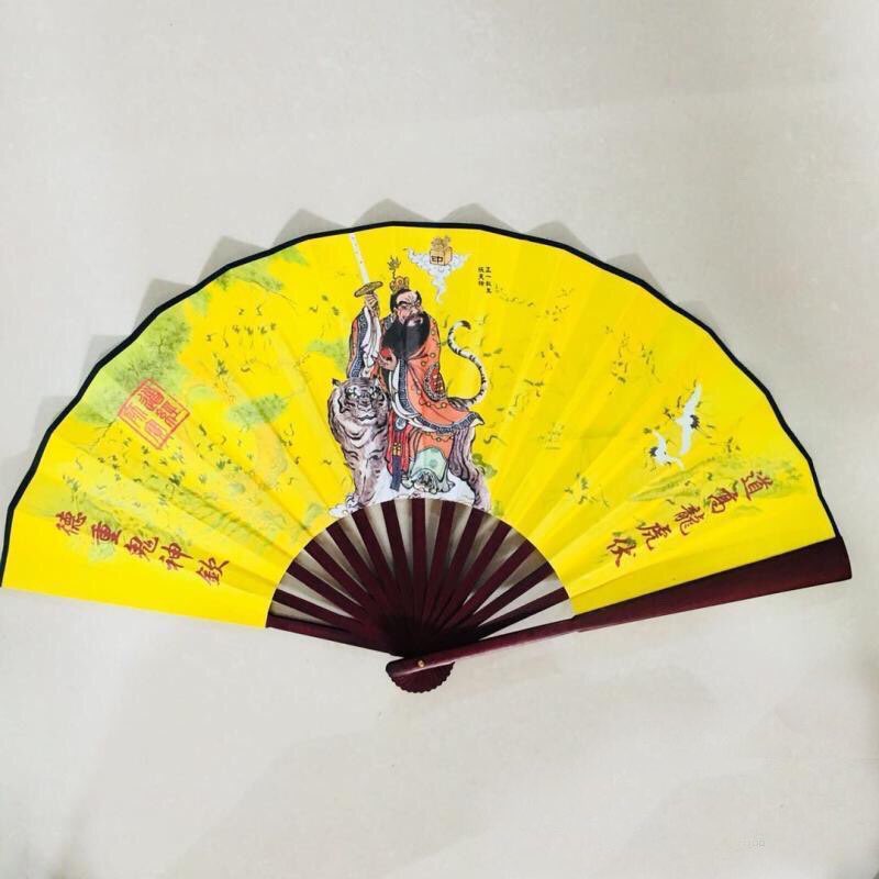 Quạt lụa Tam Thanh đạo tổ tặng kèm kệ gỗ