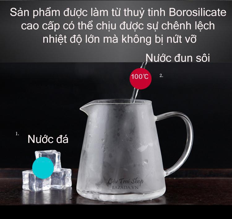 Ấm pha trà thuỷ tinh cao cấp chịu nhiệt 1500ml 1.5 lít