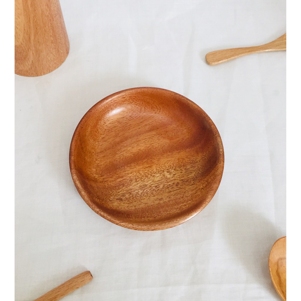 Dĩa Tròn Gỗ Xà Cừ Thanh Tú 14Cm