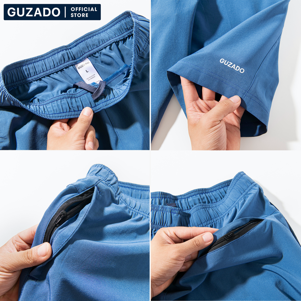Quần đùi thể thao Guzado, Quần Short nam thể thao, chất gió mềm siêu mịn, co giãn tốt, vận động thoải mái, quần mặc nhà hoặc chơi thể thao GSR01
