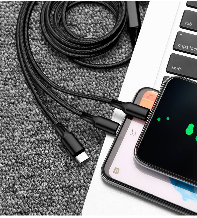 Dây sạc 3 trong 1 đa năng (microUSB - Lightning và Type-C) dây dù