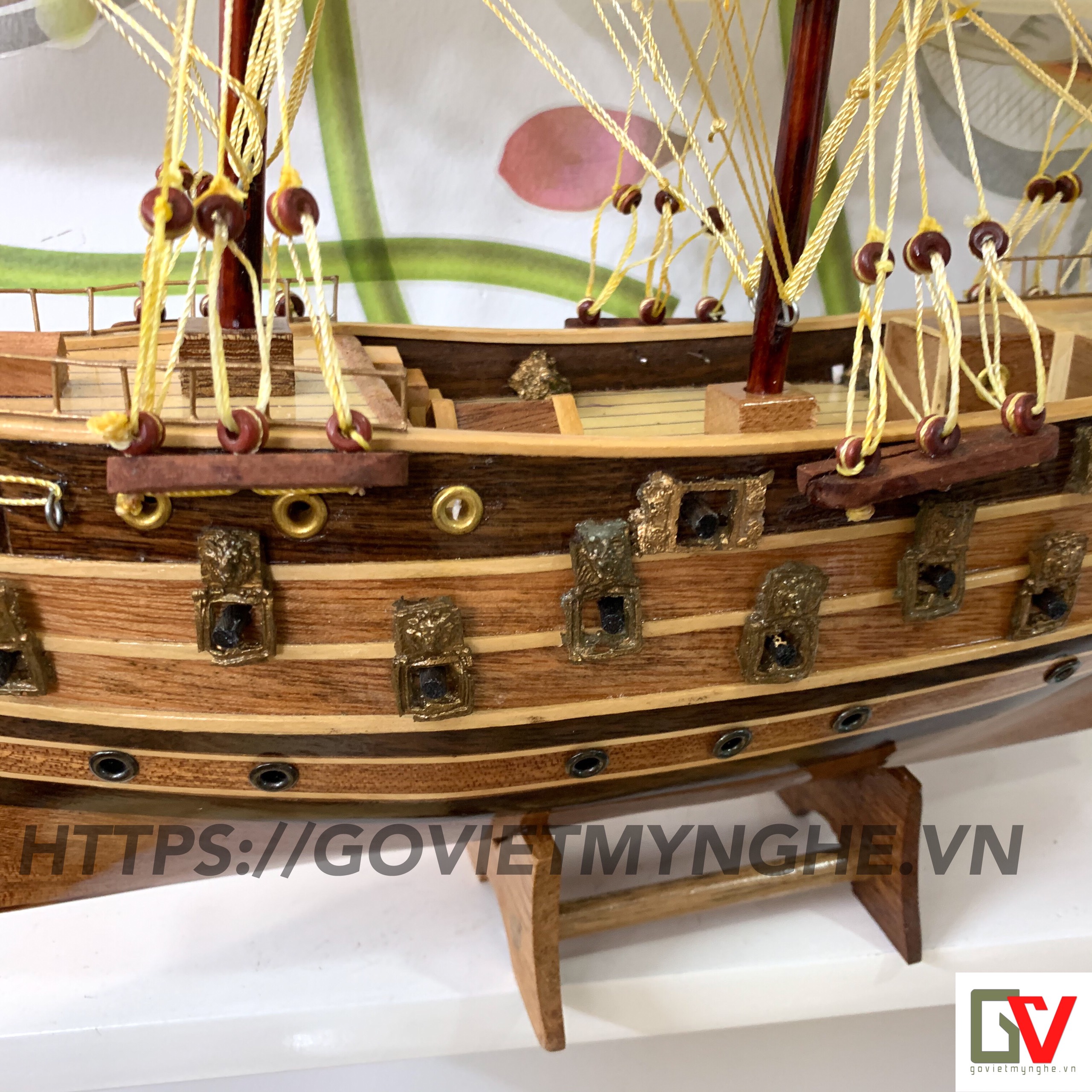 Mô Hình Thuyền Chiến Cỗ Napoleon 40cm (Gỗ Tự Nhiên)