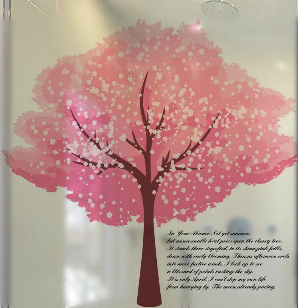 Decal trang kính cao cấp - cây hồng lớn -dk7030
