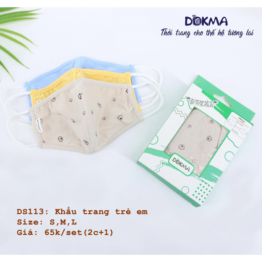 Khẩu trang bé trai, bé gái Dokma (hộp 3 chiếc màu ngẫu nhiên)