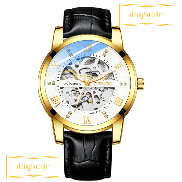Đồng mechanical watch automatic men Chenxi leather cord exposing machine automatic high-end cx-8802