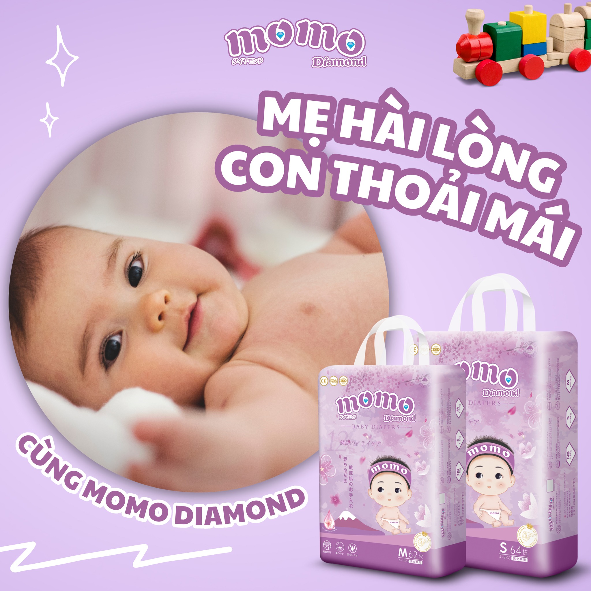 Bỉm tã dán / quần momo diamond nhật bản đủ size