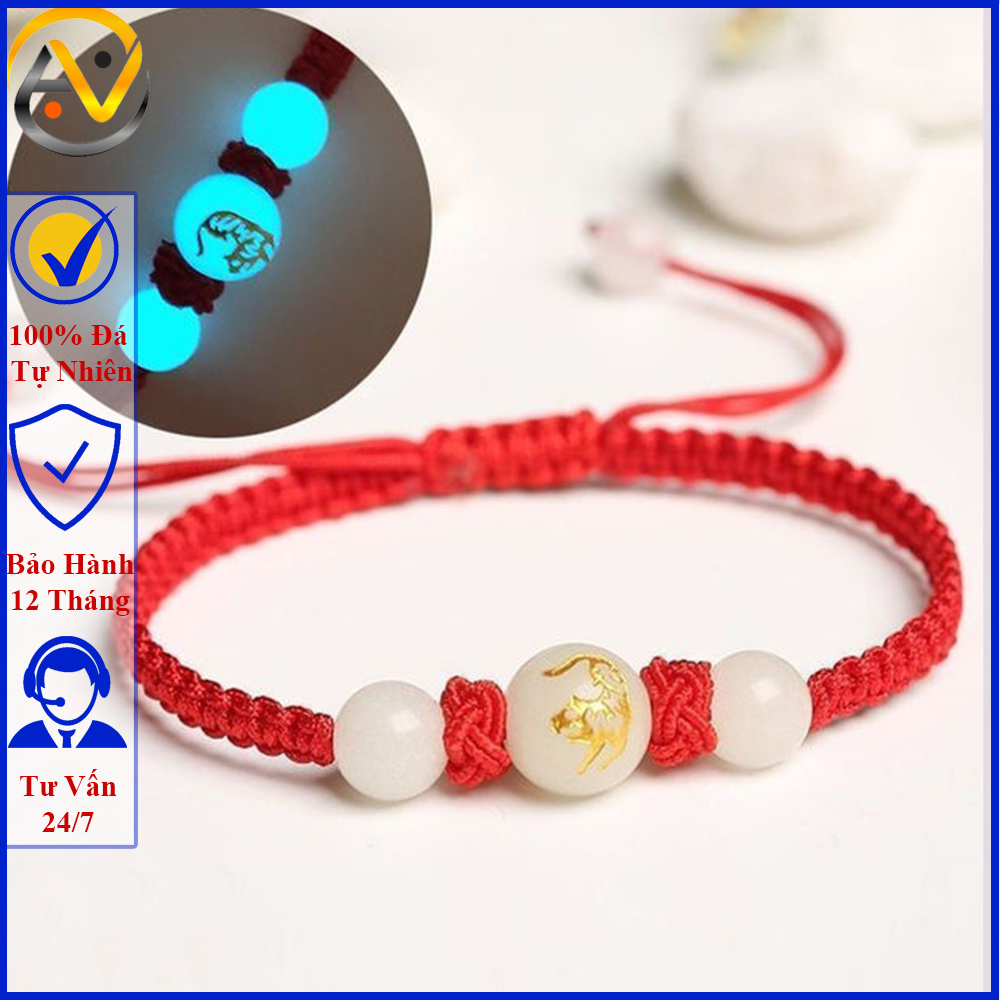 Vòng tết chỉ đỏ may mắn cho người tuổi dần - Vòng đeo tay phong thủy nữ may mắn - Chất liệu đá mã não chỉ đỏ