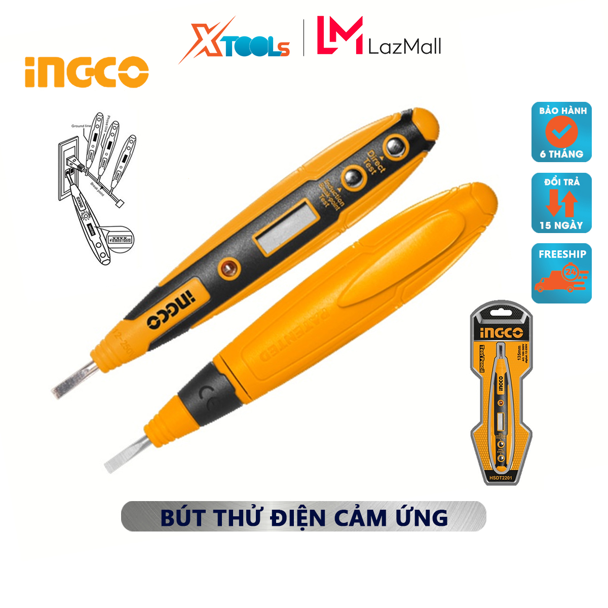 Electric test pen digital multifunction smart ingco HSDT2201 probe induction voltage not directly contact current, check phase wire broken do not take the battery XTools xsafe