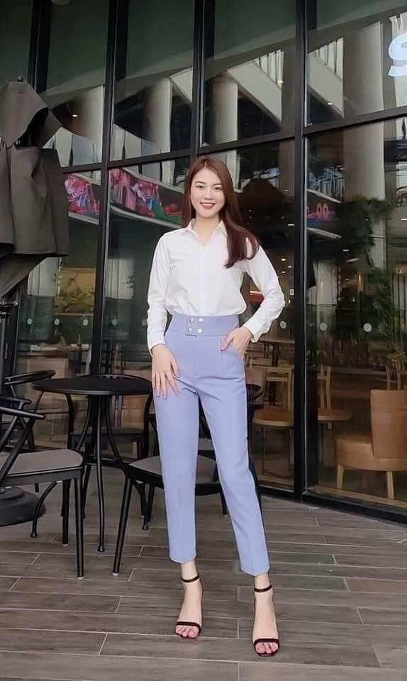 Quần baggy nữ 4 cúc bấm