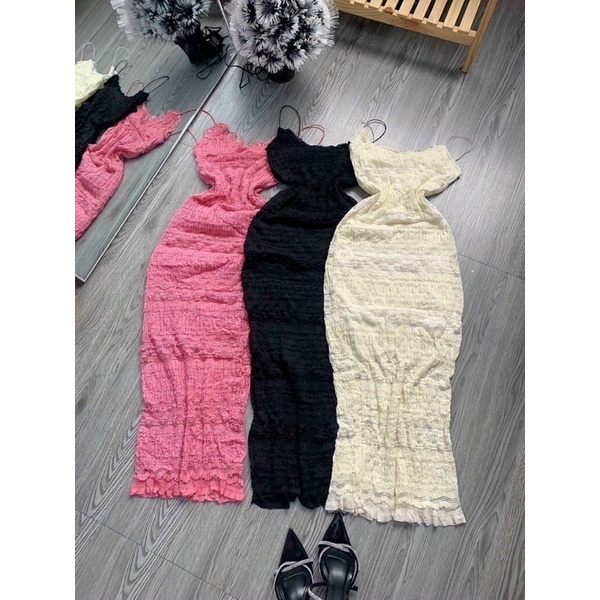 Đầm dây body ren from dài 2 lớp