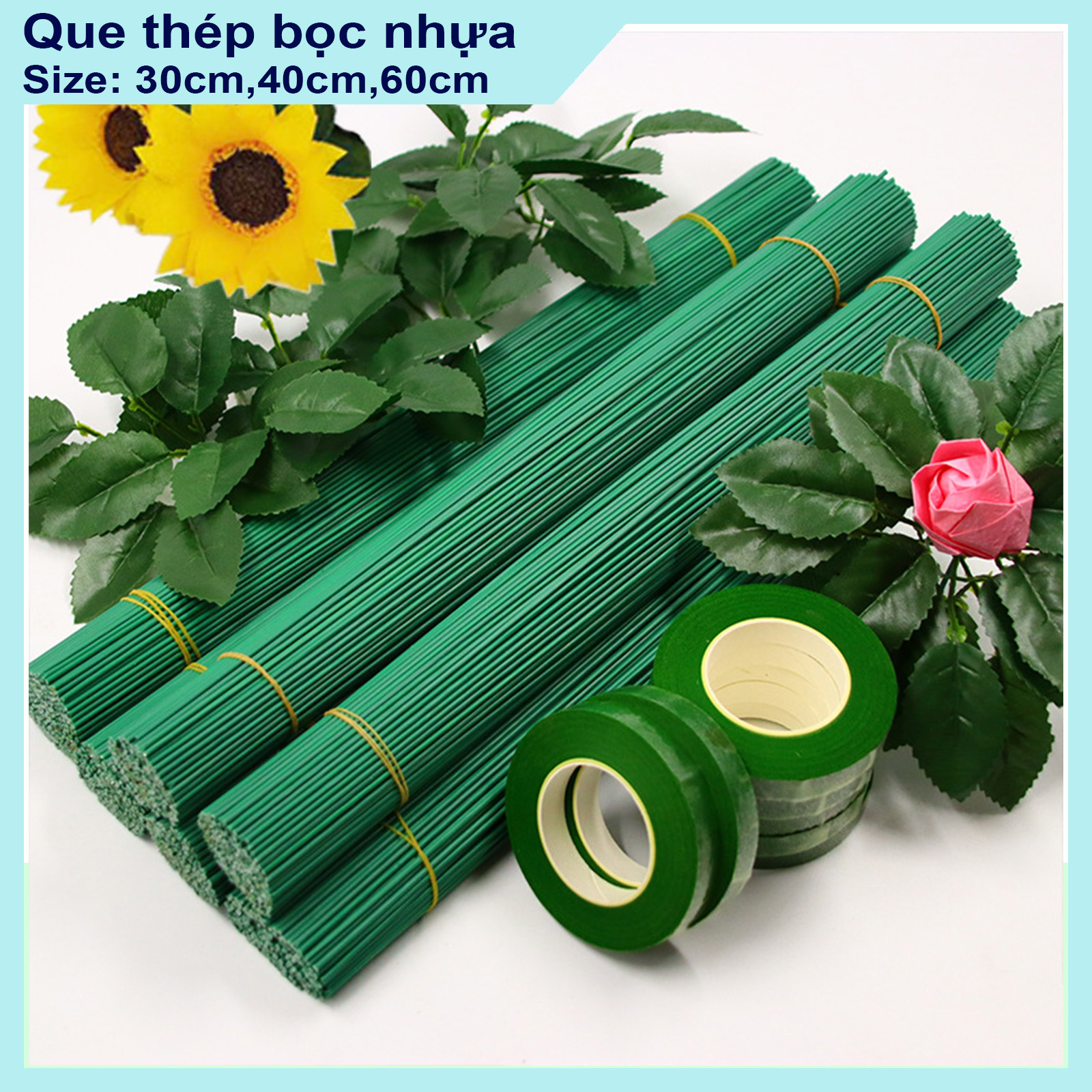 100 cành kẽm cắm hoa sáp,hoa giấy dài 40cm