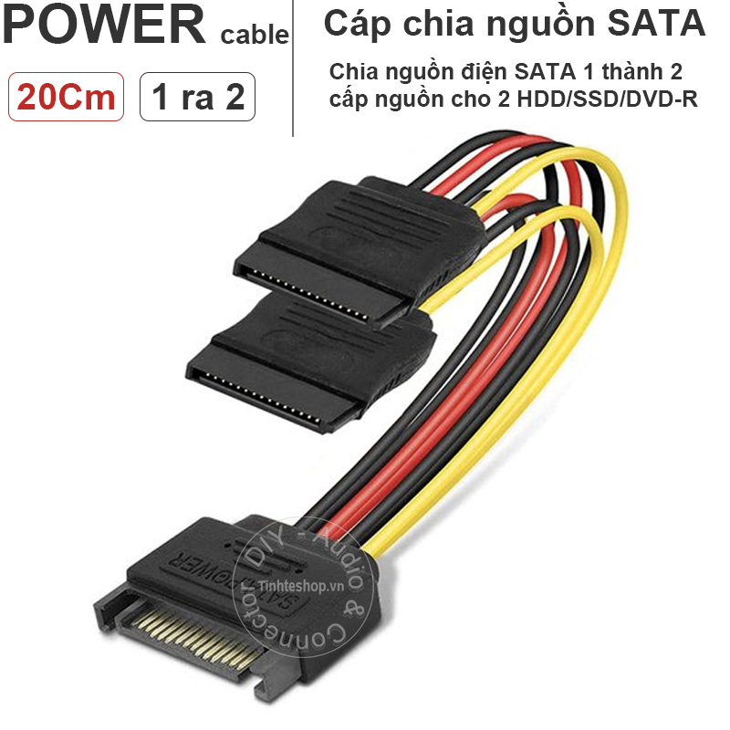 SATA power cable 1 in 2 out 20Cm (1PCS)