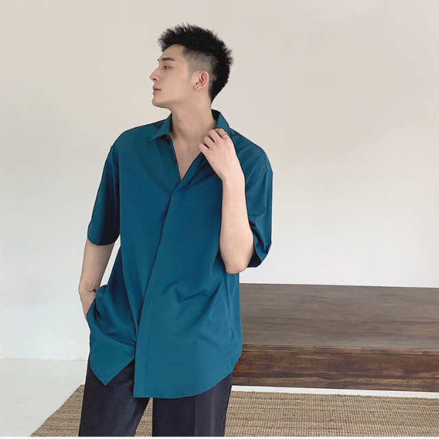 Áo sơ mi rộng tay ngắn nhiều màu unisex nam nữ GIẤU NÚT chuẩn form Hàn Quốc vải lụa mềm mịn mát 40-90kg MRN02