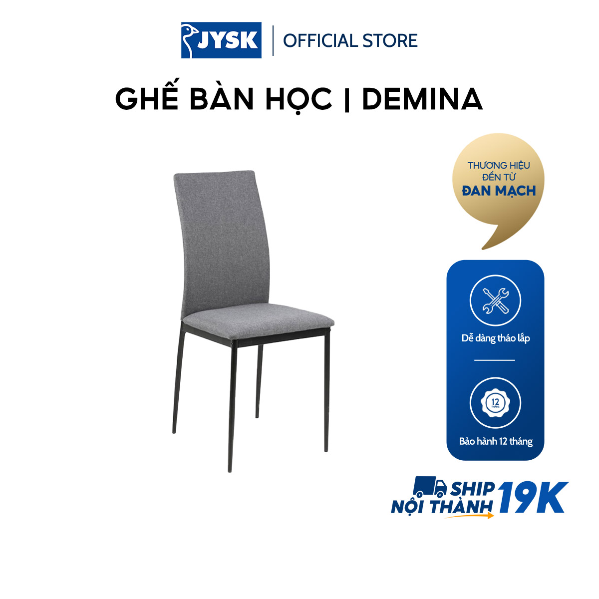 Bàn làm việc JYSK Vandborg gỗ công nghiệp khung kim loại xám/đen 120x75x60cm