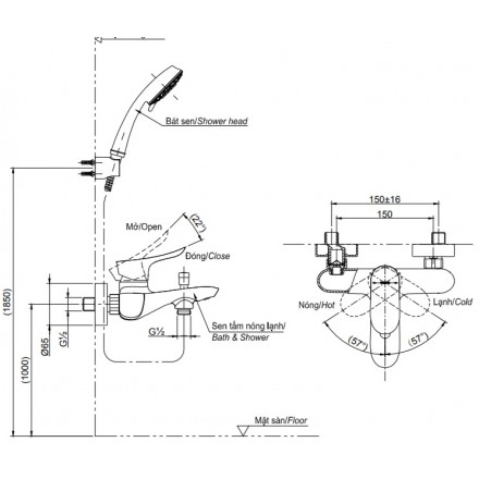 Củ Sen Tắm Nóng Lạnh TOTO TBG01302V (GS Series)