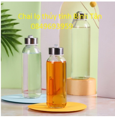 Bình Nước Thủy Tinh Nắp Bạc Có Dây Xách 500ml