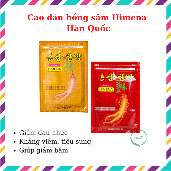 (Gói 20 miếng) Cao Dán Hồng Sâm Himena Hàn Quốc