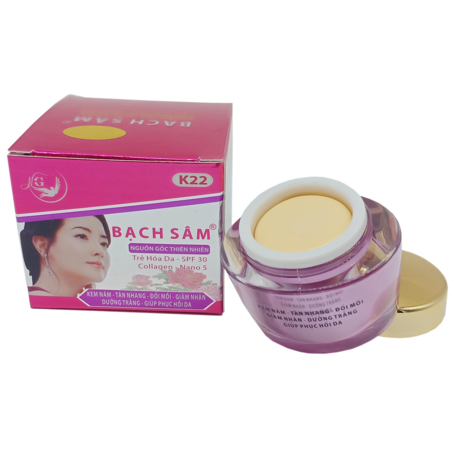 [HCM]Kem nám - Xóa tàn nhang - Đồi mồi - Chống nhăn - Dưỡng trắng - Phục hồi da Bạch sâm K22 15g (Tím - Xám)