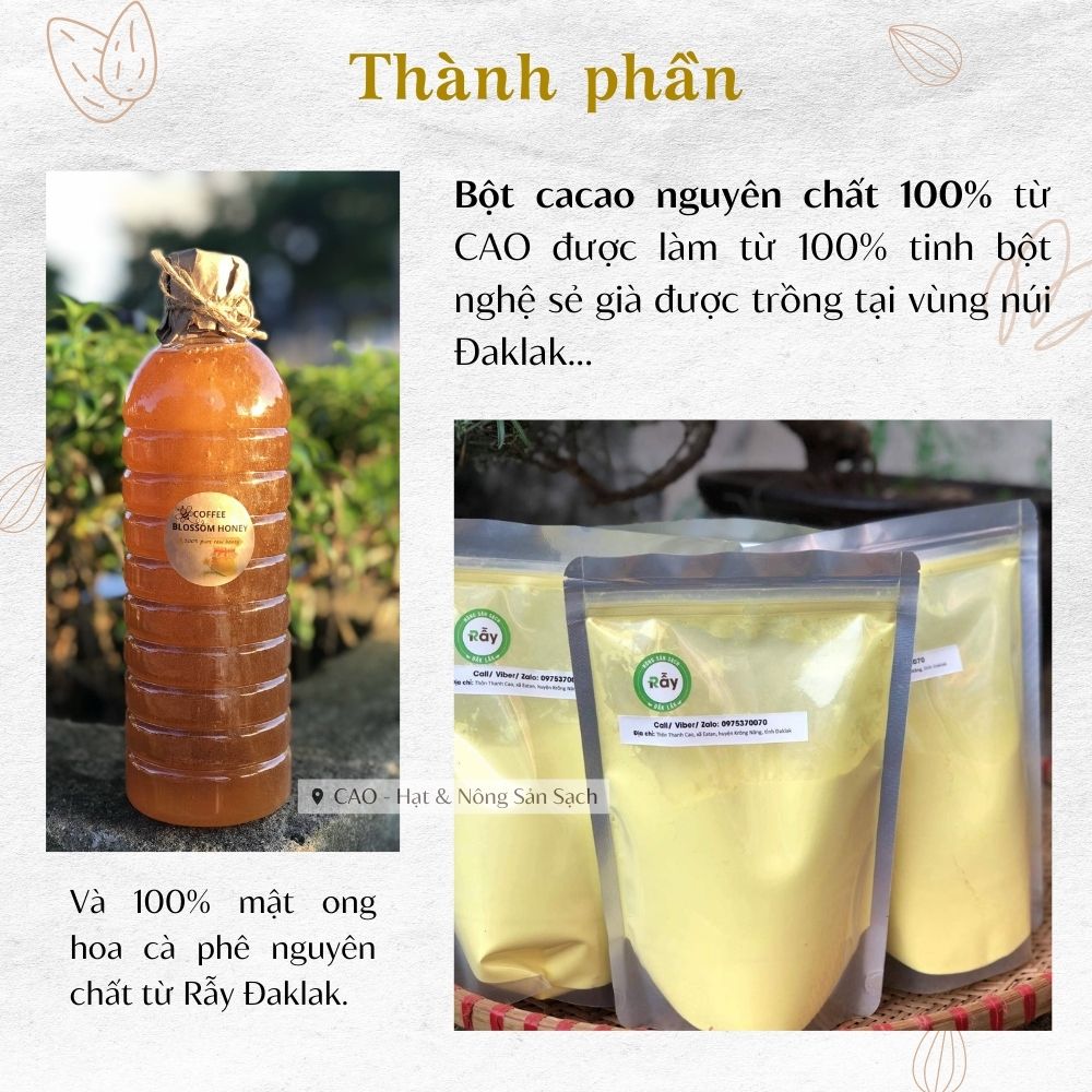 Viên tinh nghệ mật ong cao cấp CAO Food từ mật ong hoa cà phê và tinh bột nghệ Đaklak nhà làm sạch tự nhiên 100%