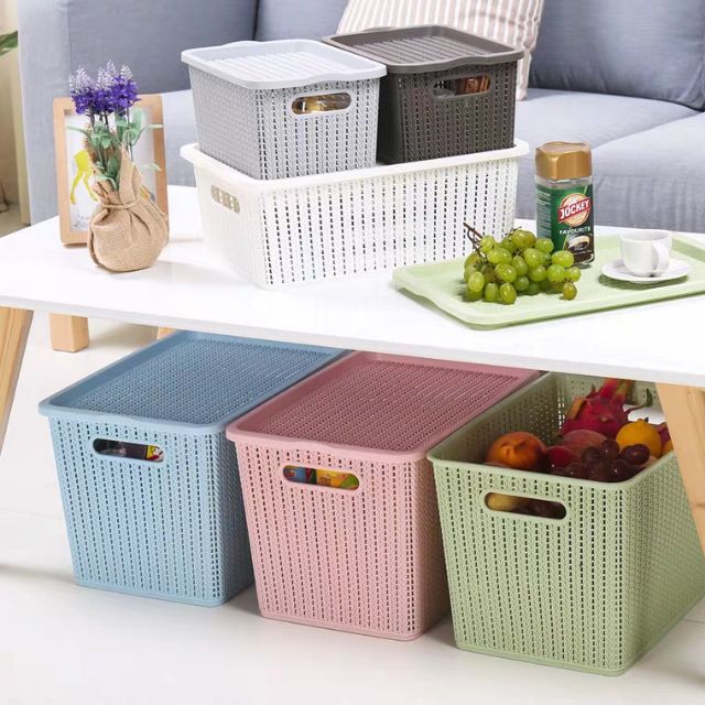 Rổ Đựng Đồ Có Nắp Kiểu Hàn Quốc