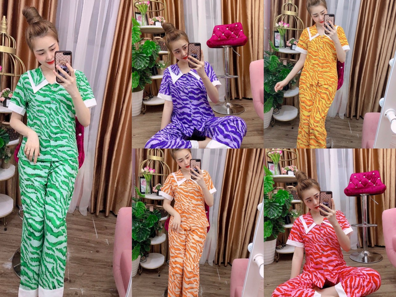 Đồ bộ mặc nhà đẹp|bộ pijama kate lụa mềm mịn size từ đến 40 đến 53kg hình shop tự chụp