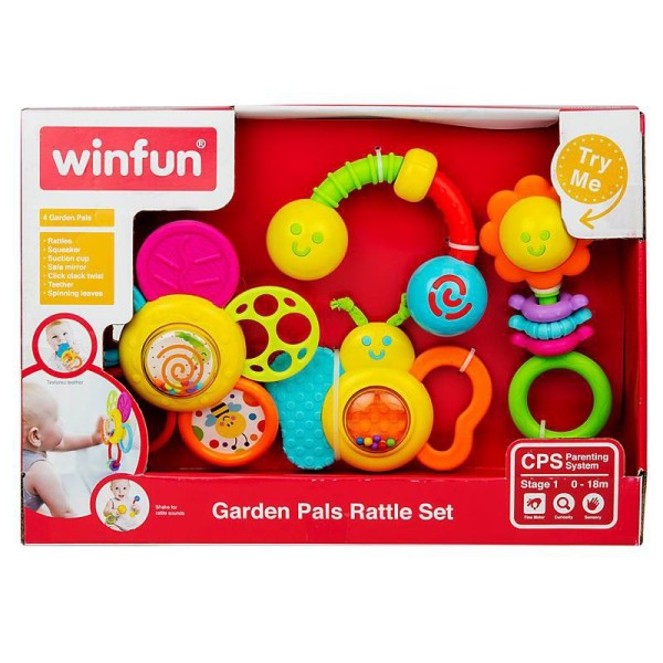 Đồ chơi Set 4 xúc sắc đồ chơi cầm tay Khu vườn của bé Winfun 3207 - Hàng chính hãng