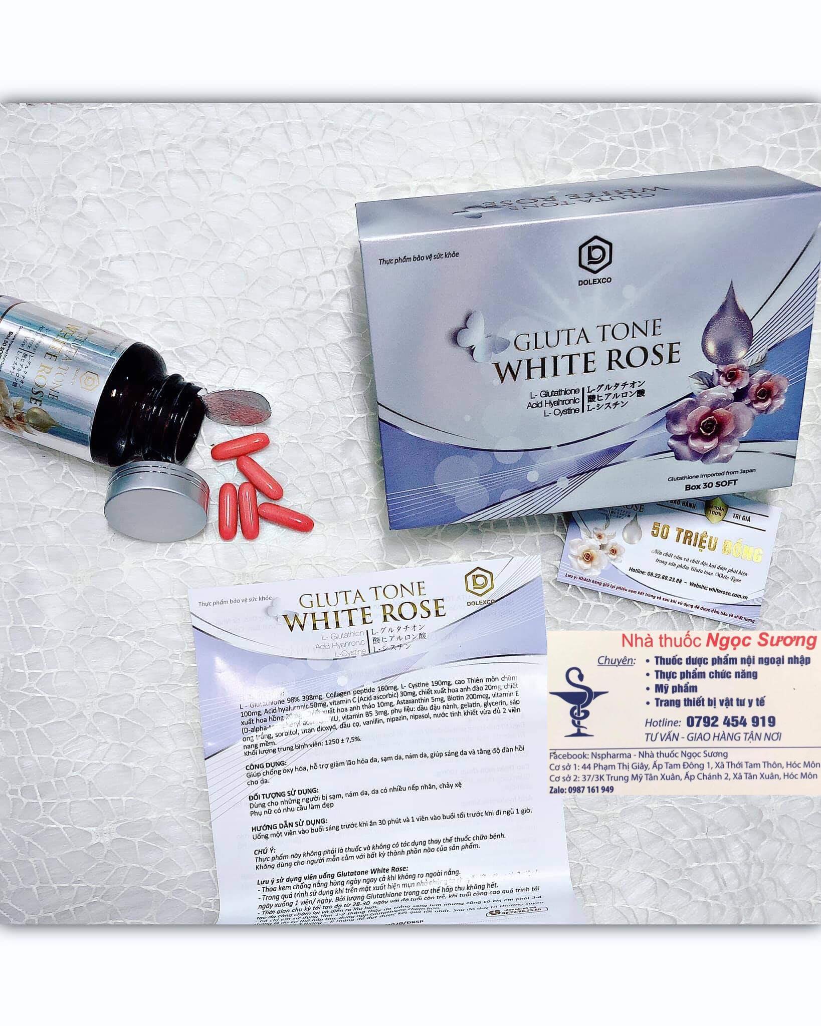 VIÊN UỐNG GLUTA TONE WHITE ROSE