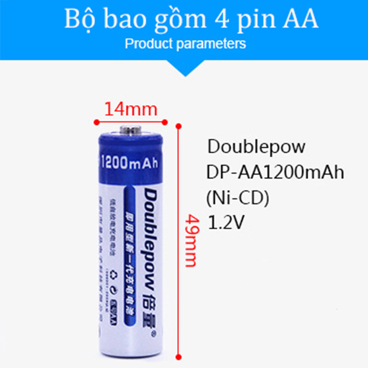Bộ sạc + 4 pin Double 1200mah
