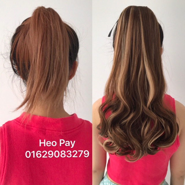 Tóc giả cột line ❤️FREESHIP❤️ tóc giả cột phối line bạch kim