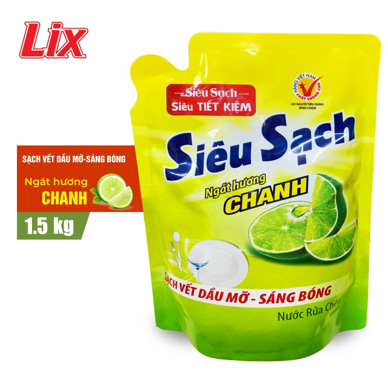 Nước rửa chén Lix 1.5kg hương trà xanh/chanh