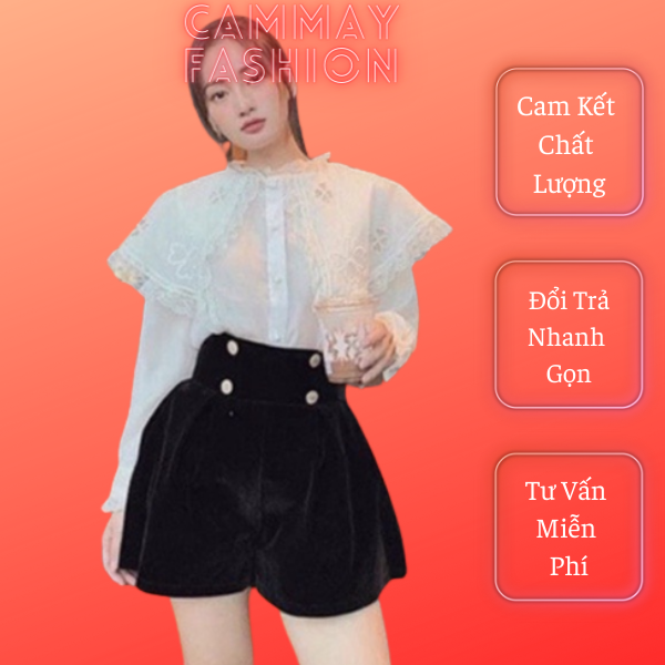 Quần Shorts Nhung Phồng Cạp cao 4cúc_Ma457
