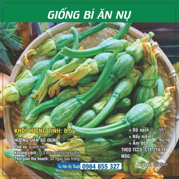 [SALE] Hạt giống Bí ăn nụ TN - HGVT1