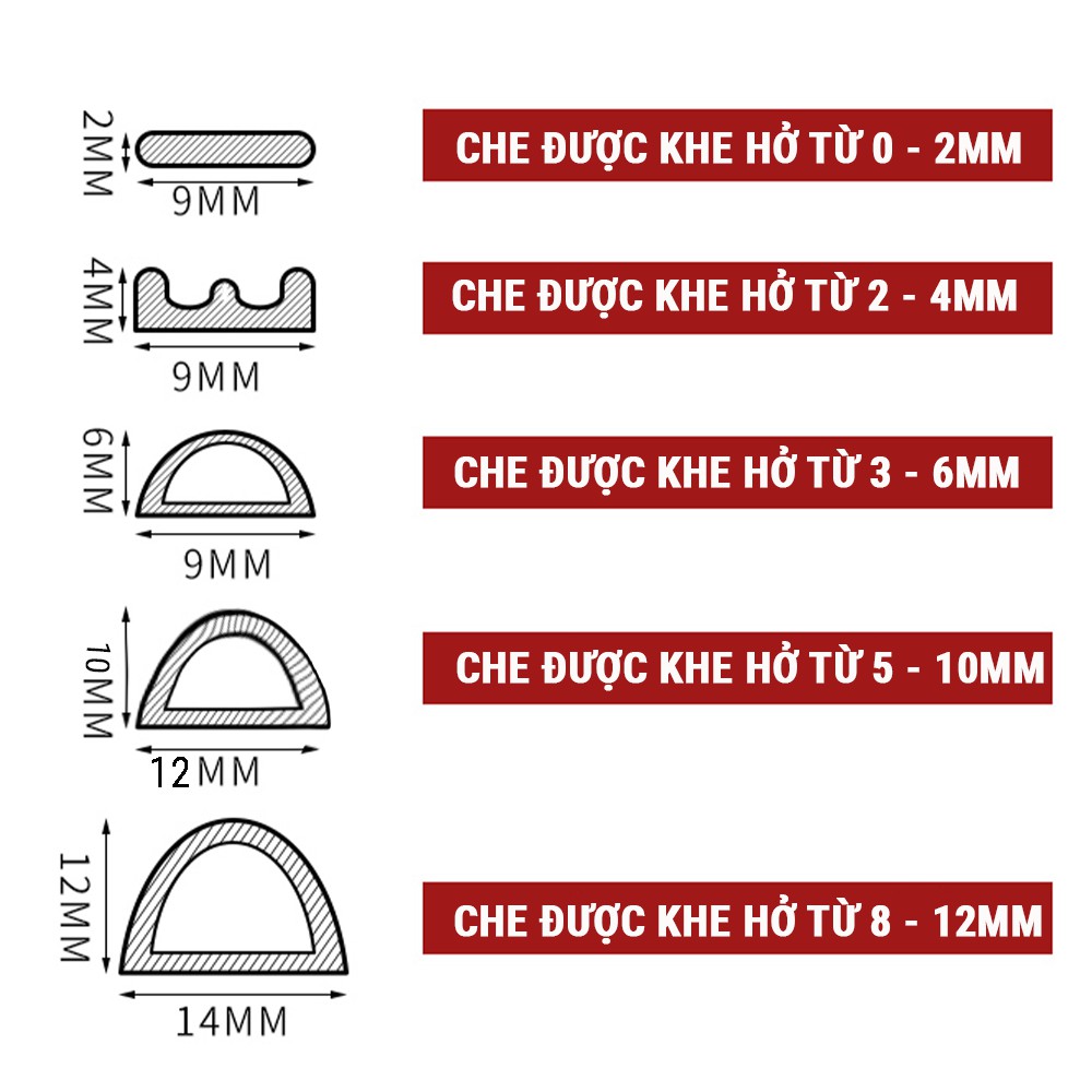 6 Mét Ron Nẹp Khung Cửa Chống Gió Lùa Cách Âm, Chống Va Đập