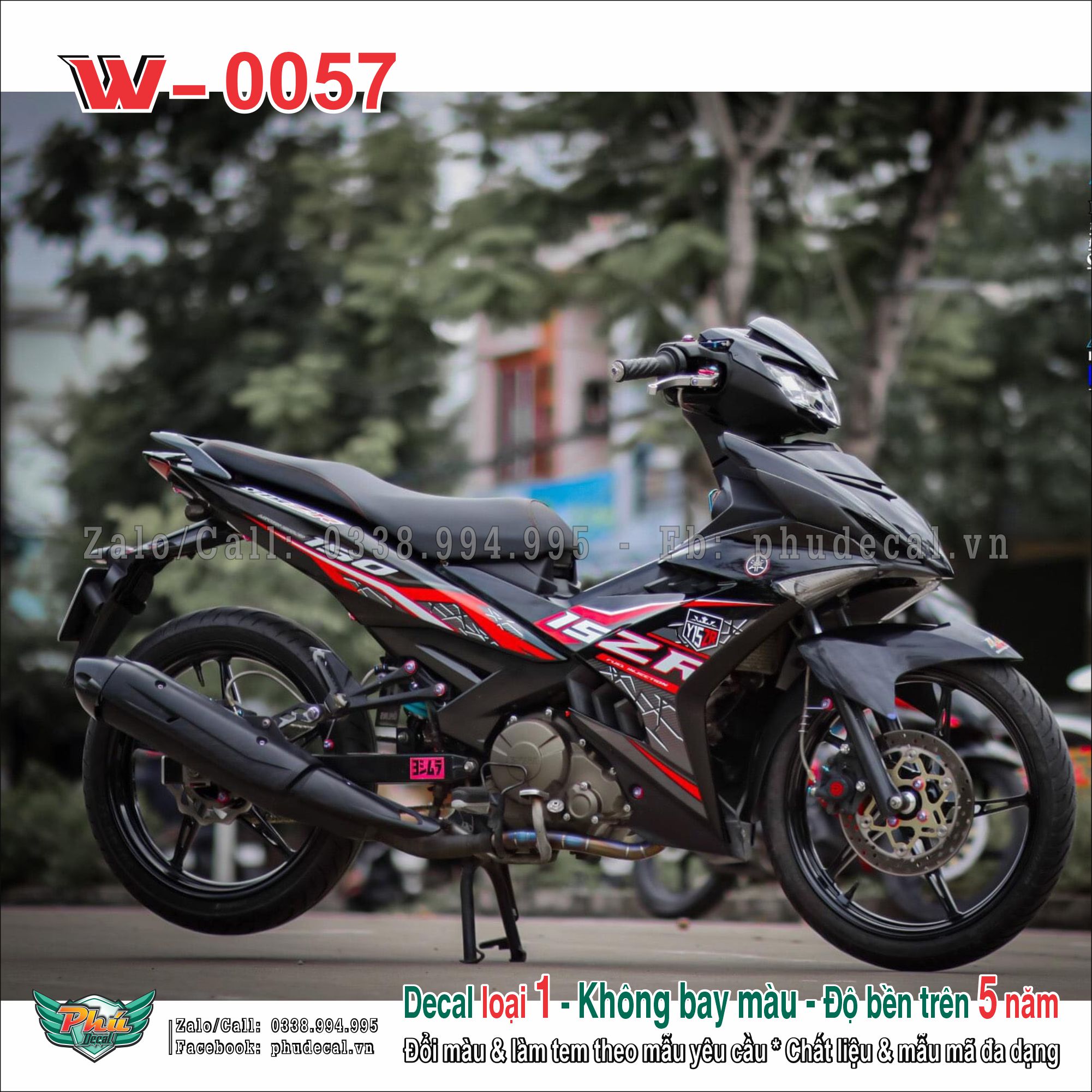 Tem rời Dán Xe Exciter 150 đen chỉ đỏ y15zr (13)