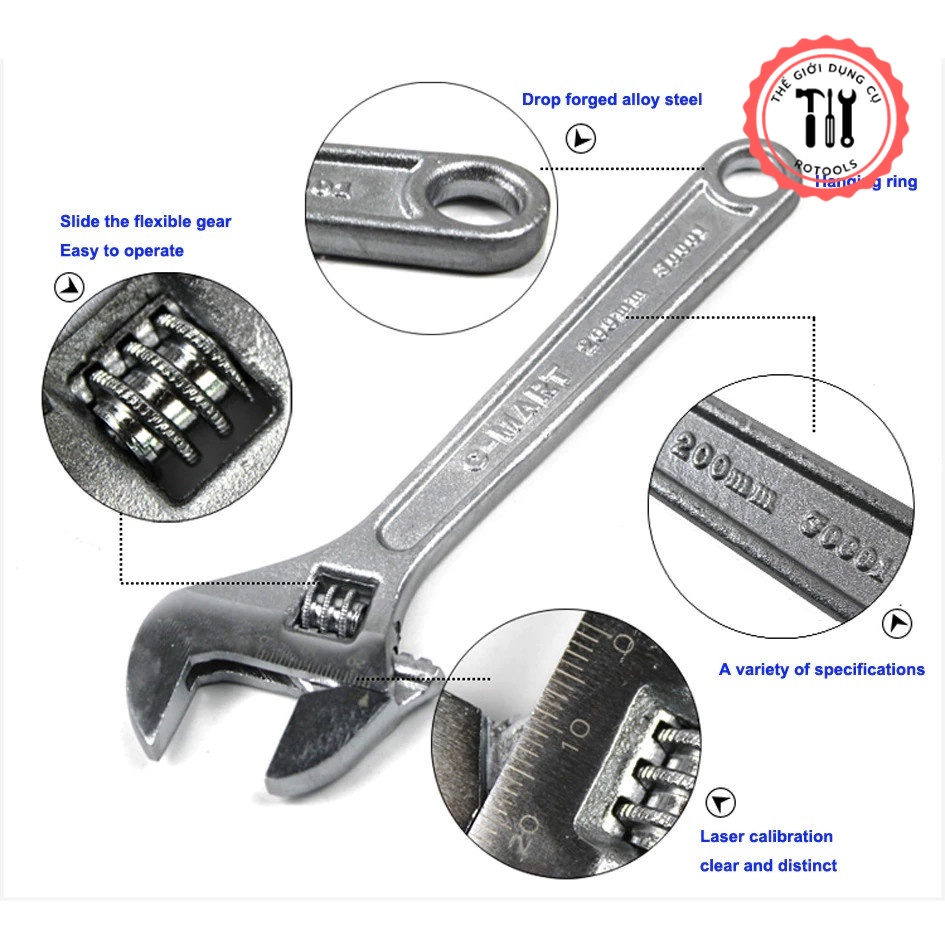 Mỏ Lết C-Mart F0001 Các Cỡ 4", 6", 8", 10", 12"