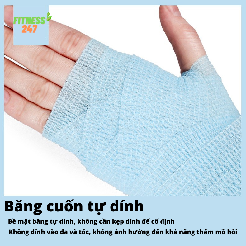 Băng cuốn thể thao tự dính, Băng dán cổ tay, cổ chân thể thao chất liệu vải không dệt chống chấn thương bảo vệ cơ khớp