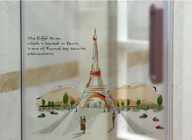 [HCM]Decal Dán Kính Cao Cấp - Tháp lớn Paris ( 60x58 )-DK7066