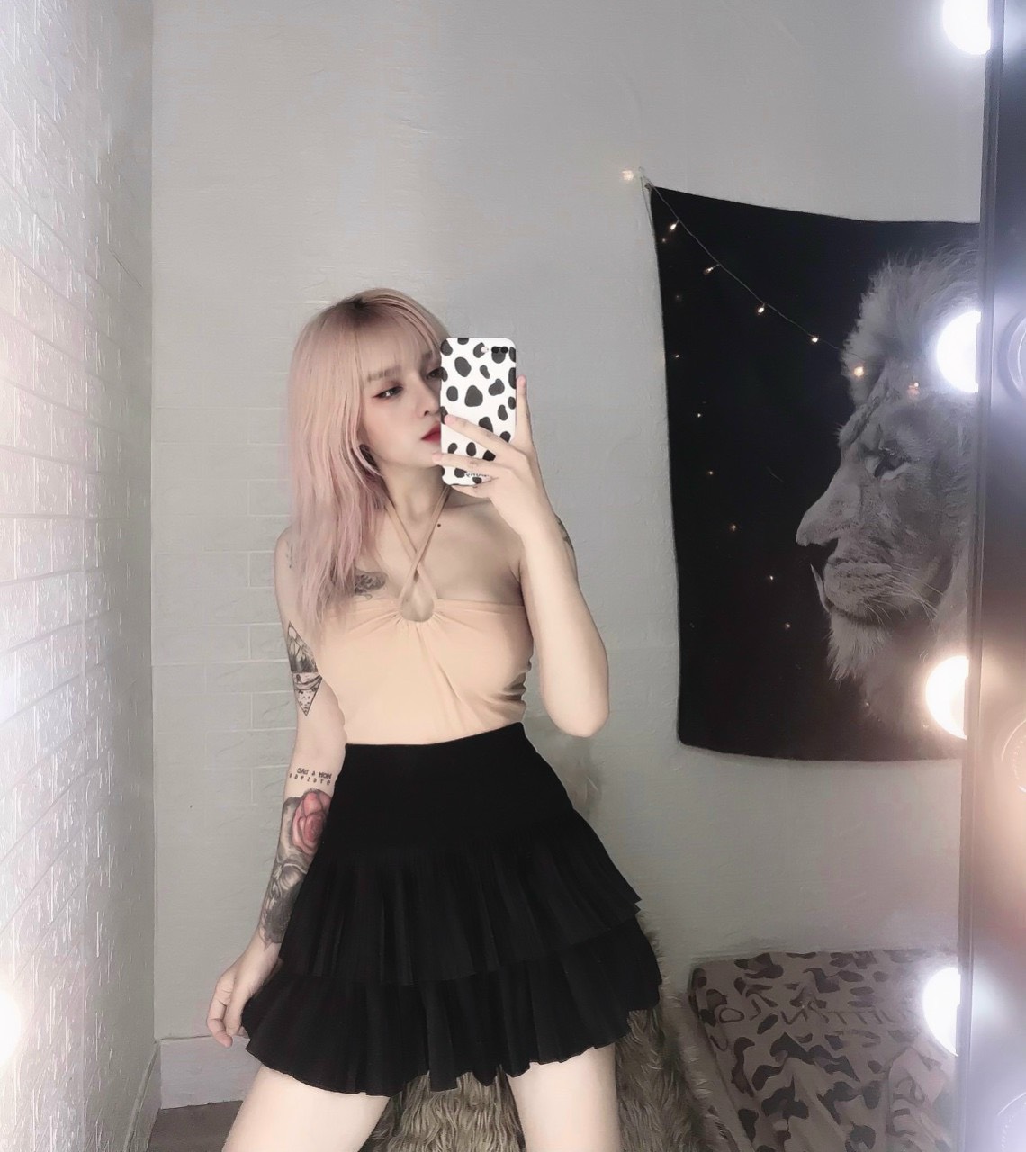 Áo croptop thun bozip kiểu luồn dây tròn cột cổ sexy