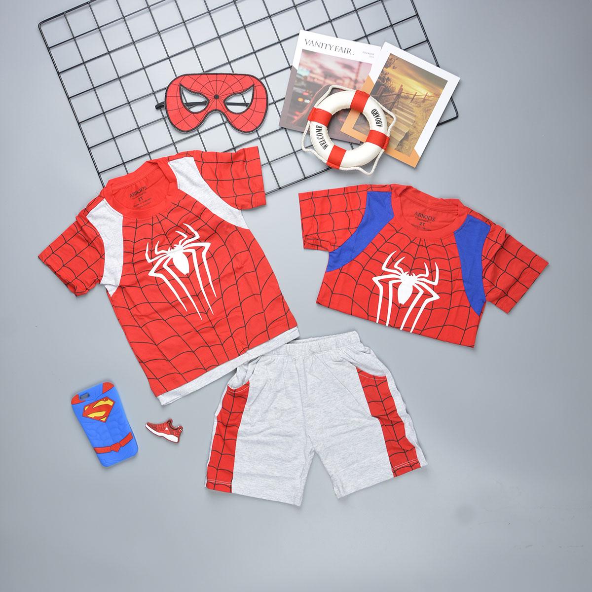 Quần áo trẻ em đồ bộ Bé Trai siêu nhân nhện kèm mặt nạ cho bé trai 2 - 8 Tuổi