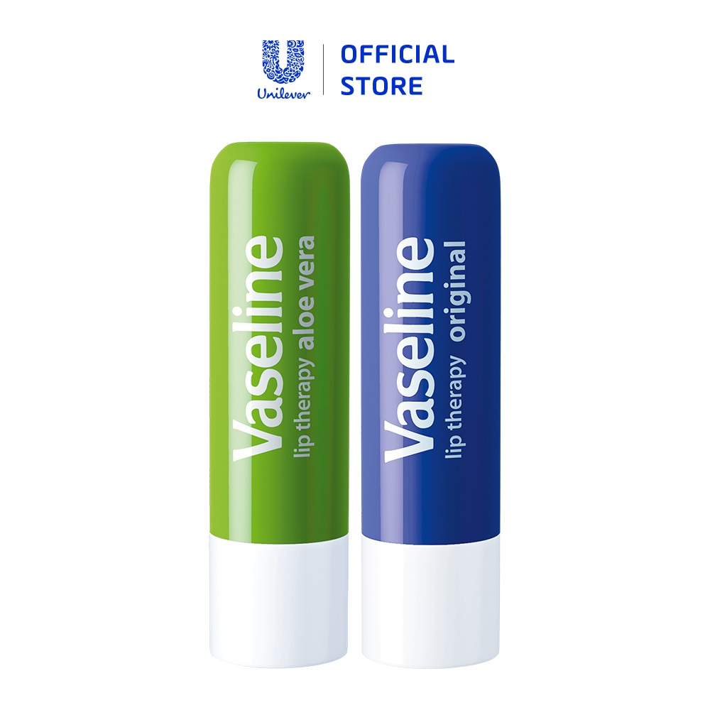 Bộ 2 son dưỡng môi Vaseline dạng thỏi 4.8g: Lô Hội và Mềm Mịn