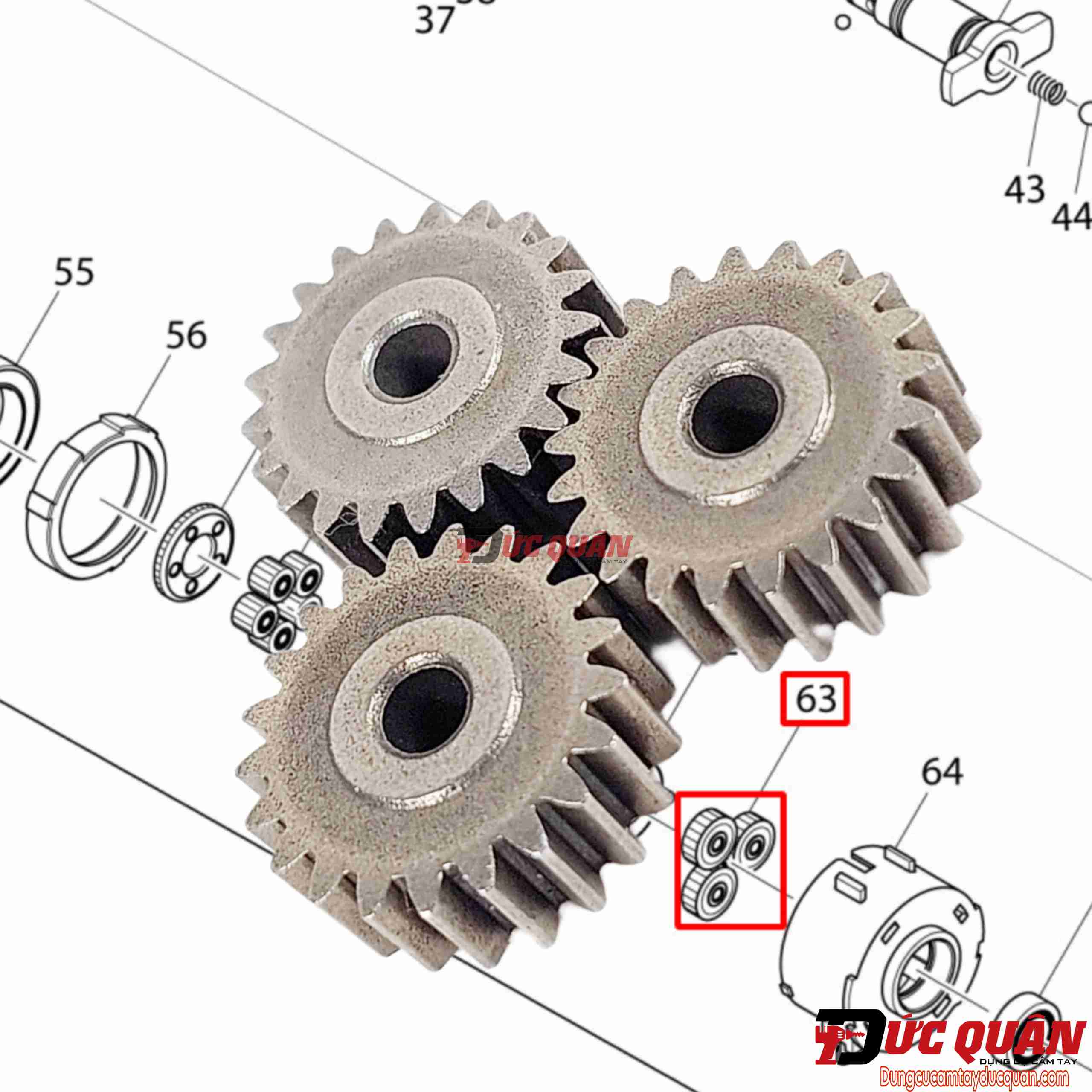 Bộ 3 banh nhông mấy bắn vít makita dtp141 / dtp131/ tp141/ xpt141