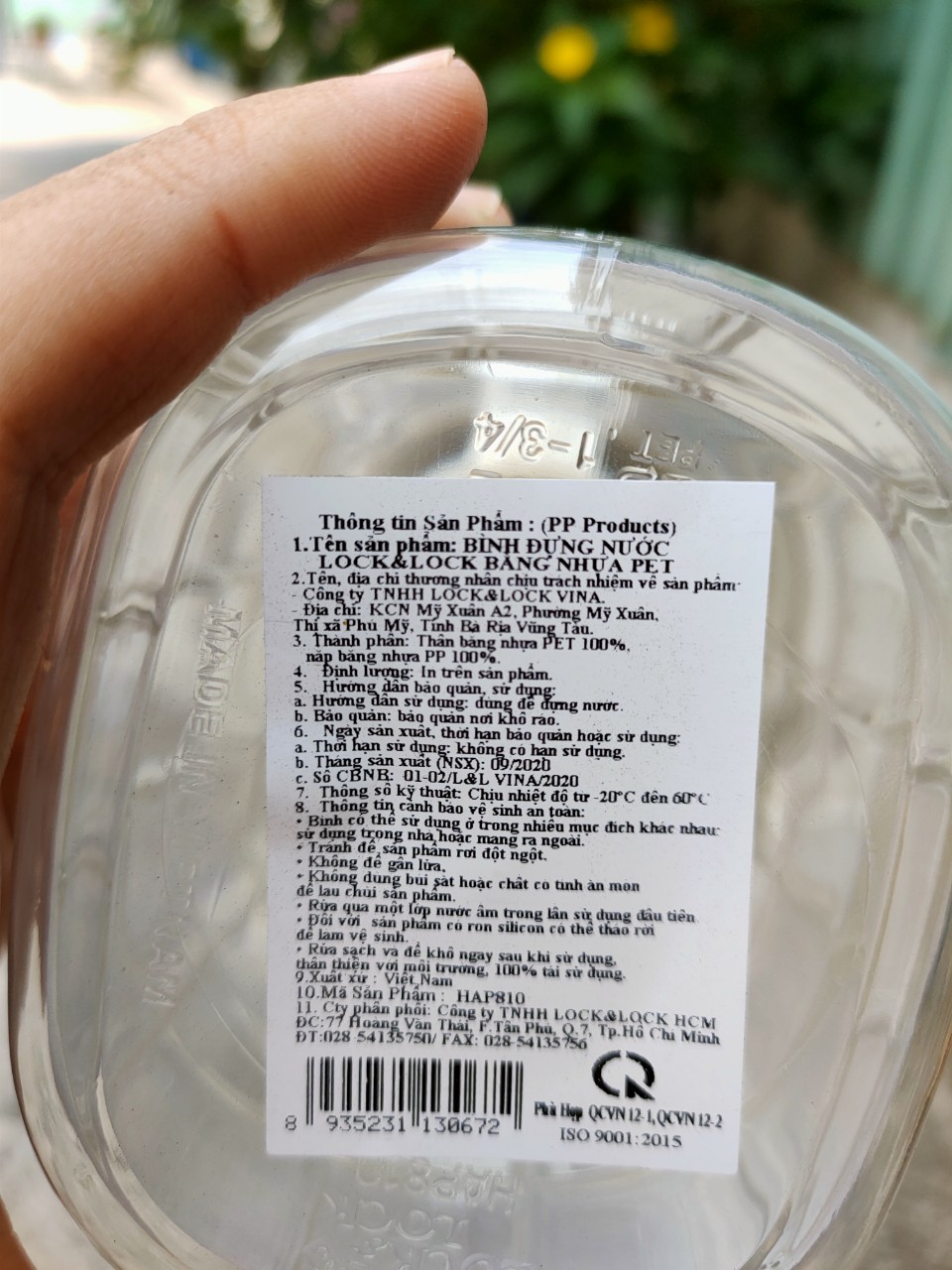 Bình nước Lock&lock 1L