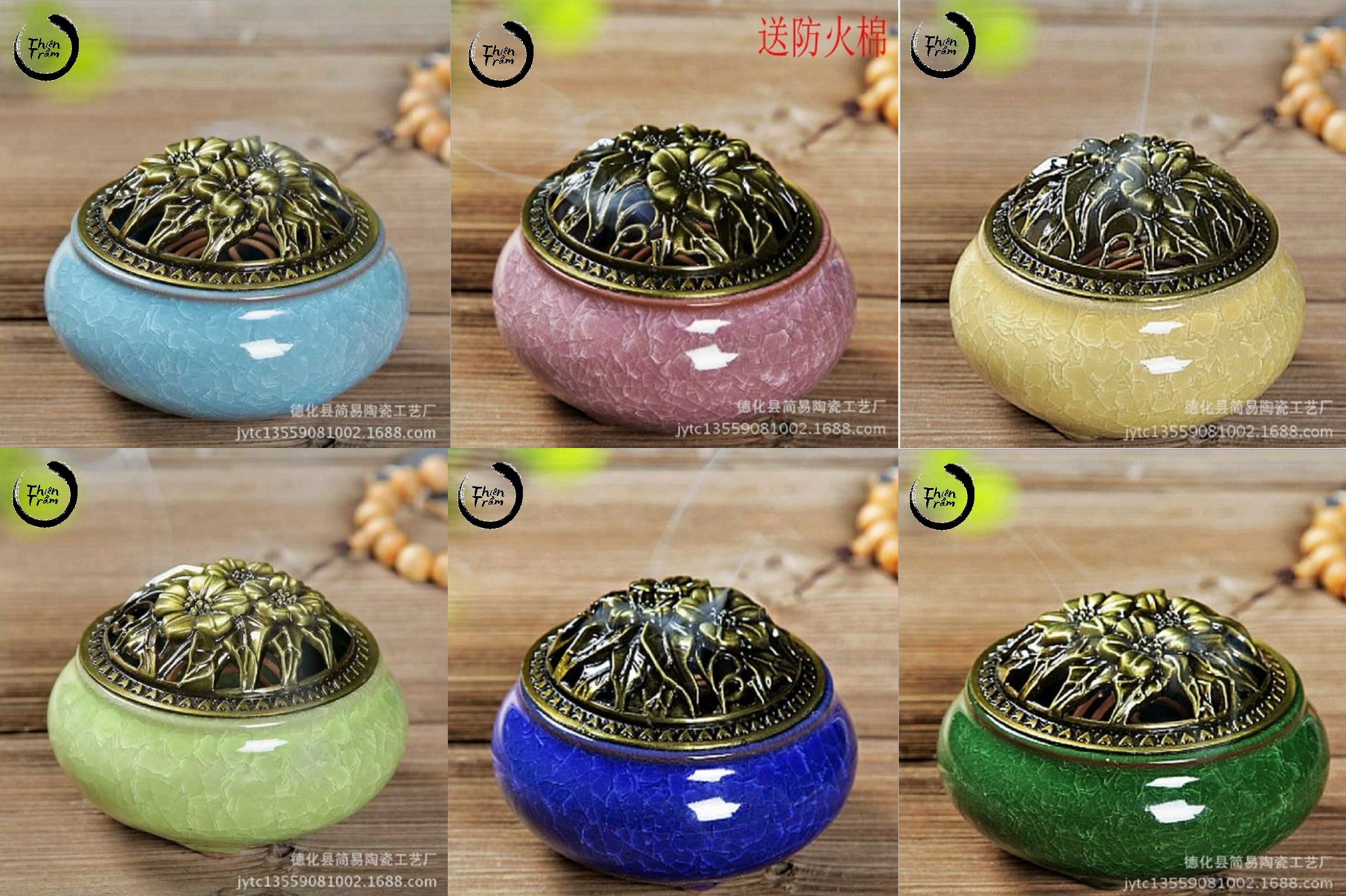Lư Men Xông Trầm - Lư Trầm Gốm Cao Cấp (chọn mẫu)