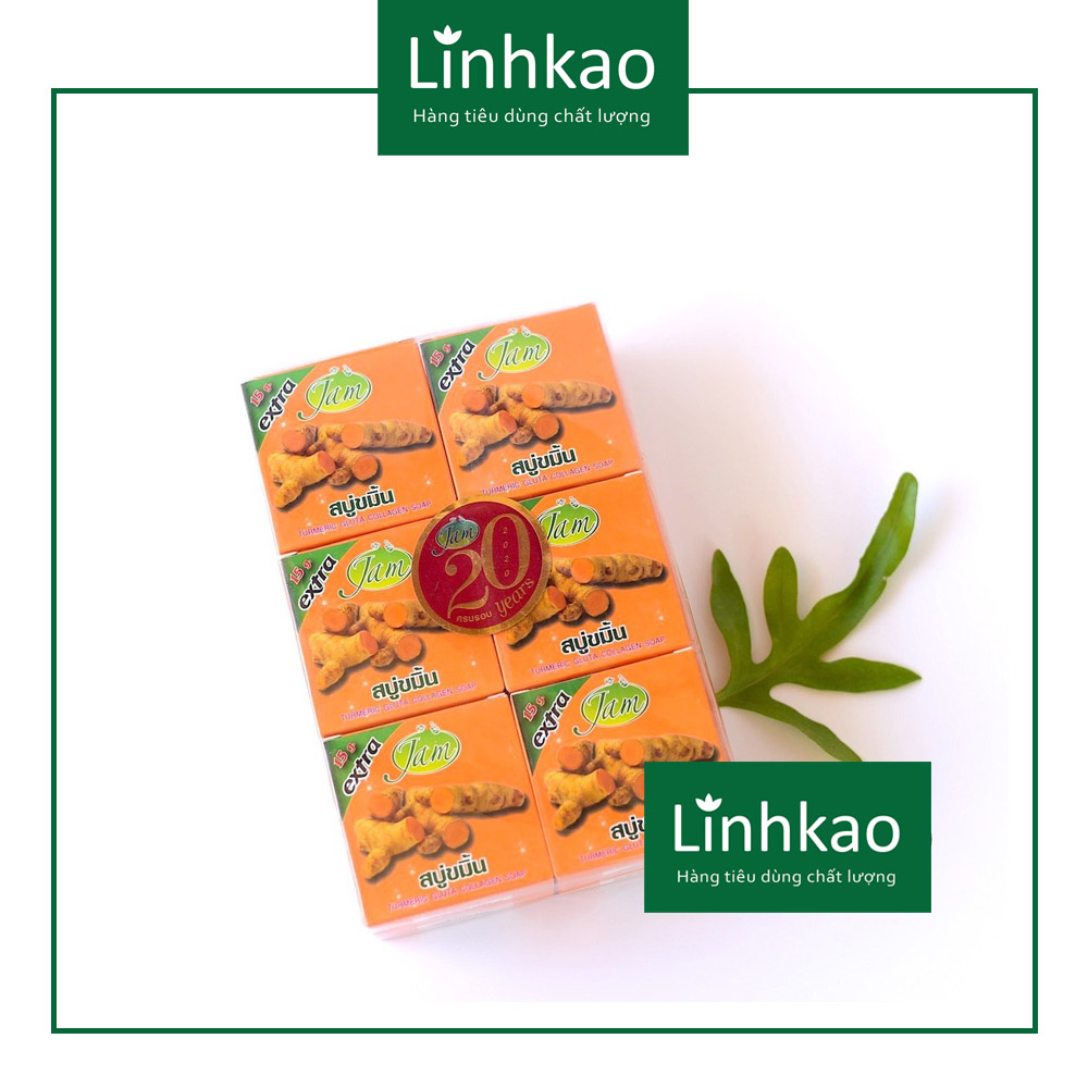 Lốc 12 Cục Xà phòng nghệ JAM Turmeric Gluta Collagen Soap Thái Lan