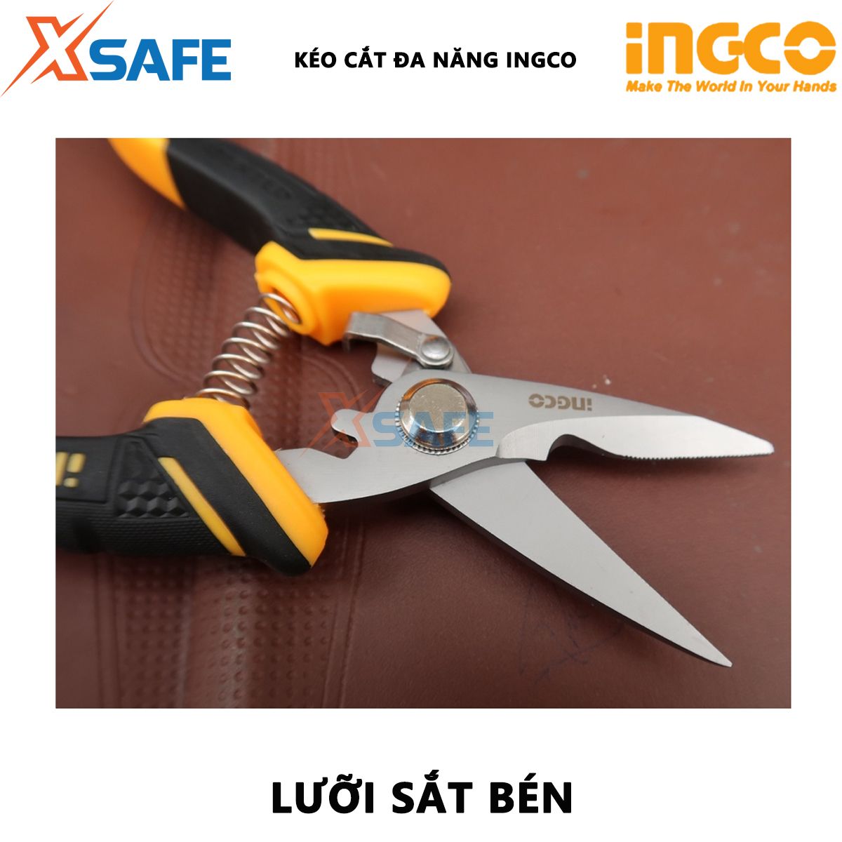Kéo thợ điện INGCO HES0187 | kéo cắt đa năng Kích thước: 178mm (7) Chất liệu: thép không gỉ dùng để cắt thẳng, cắt nhựa, cao su hoặc dây đồng lưới